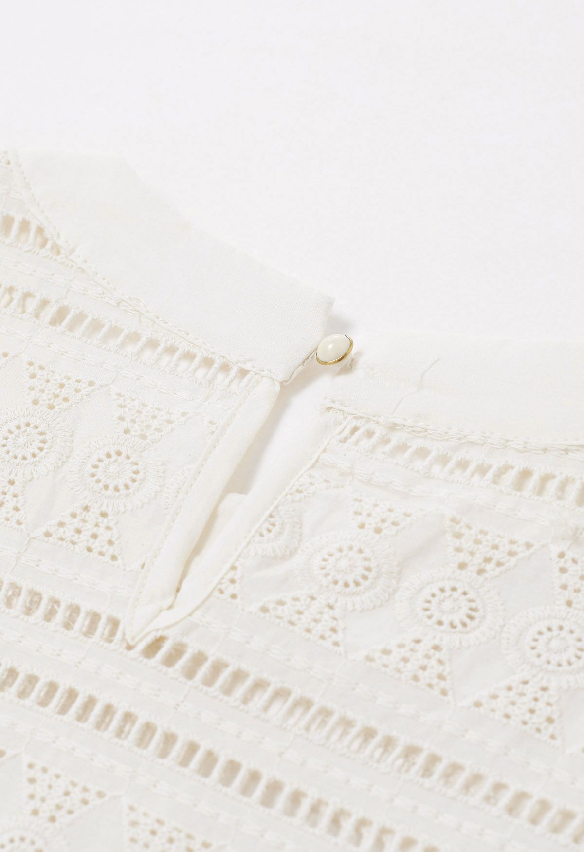 Allure in Eyelet Embroidered Peplum Top in Cream