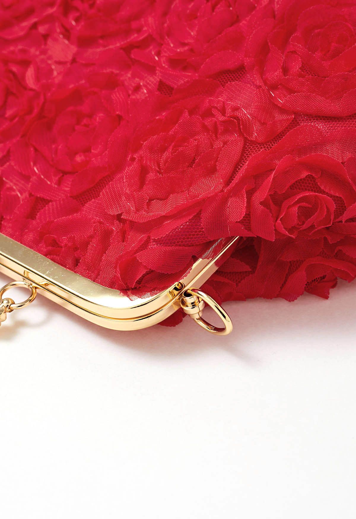 Elegant Rose Petal Clutch in Red