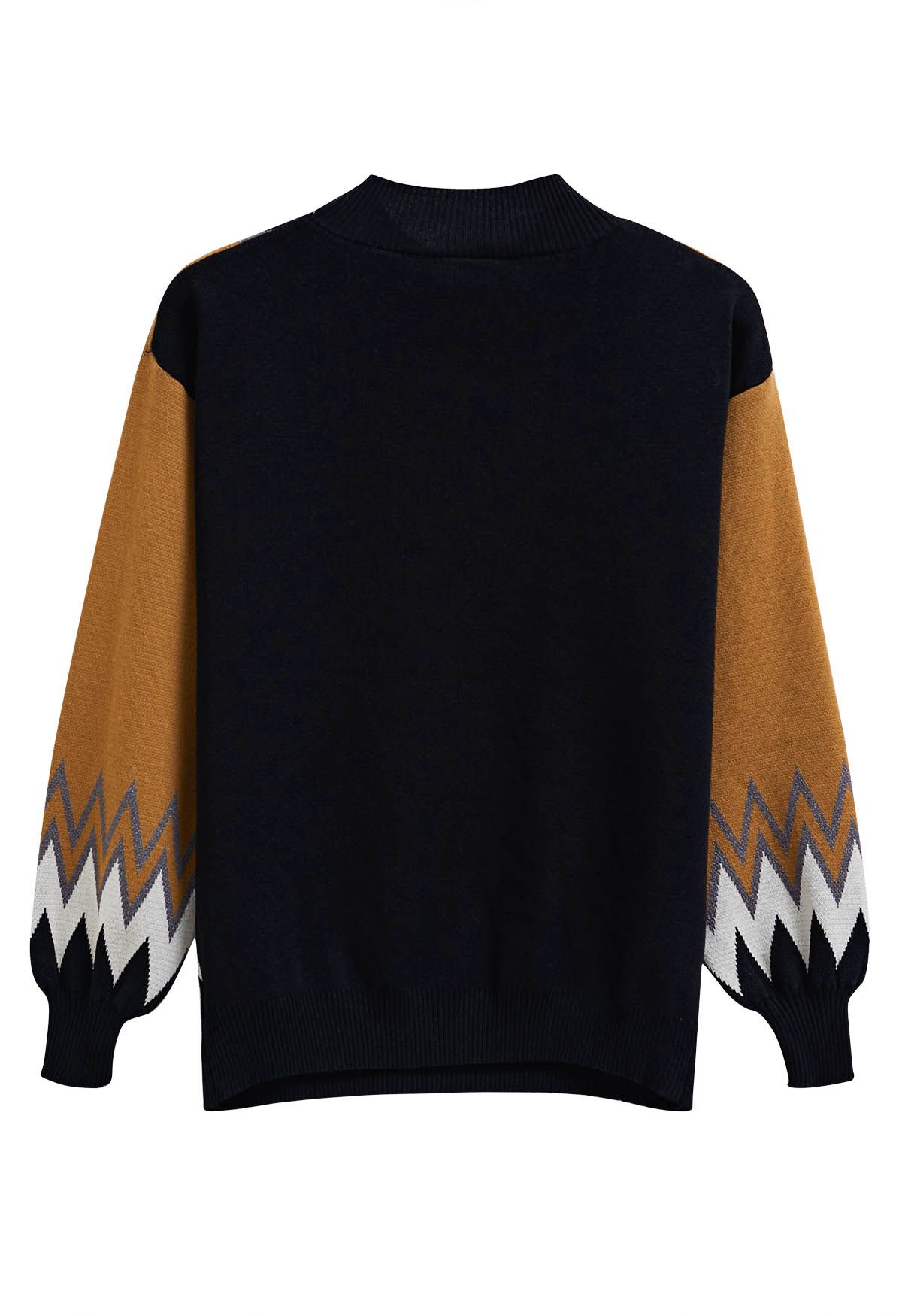 Color Block Zigzag Knit Sweater