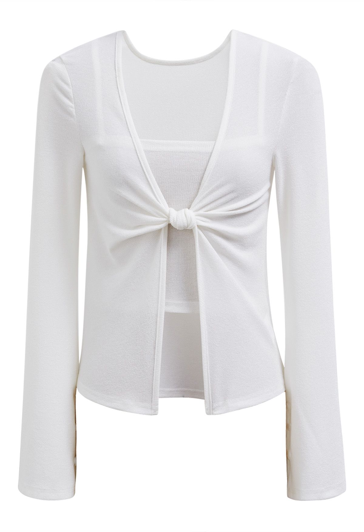 Knotted Front Two-Piece Top in White