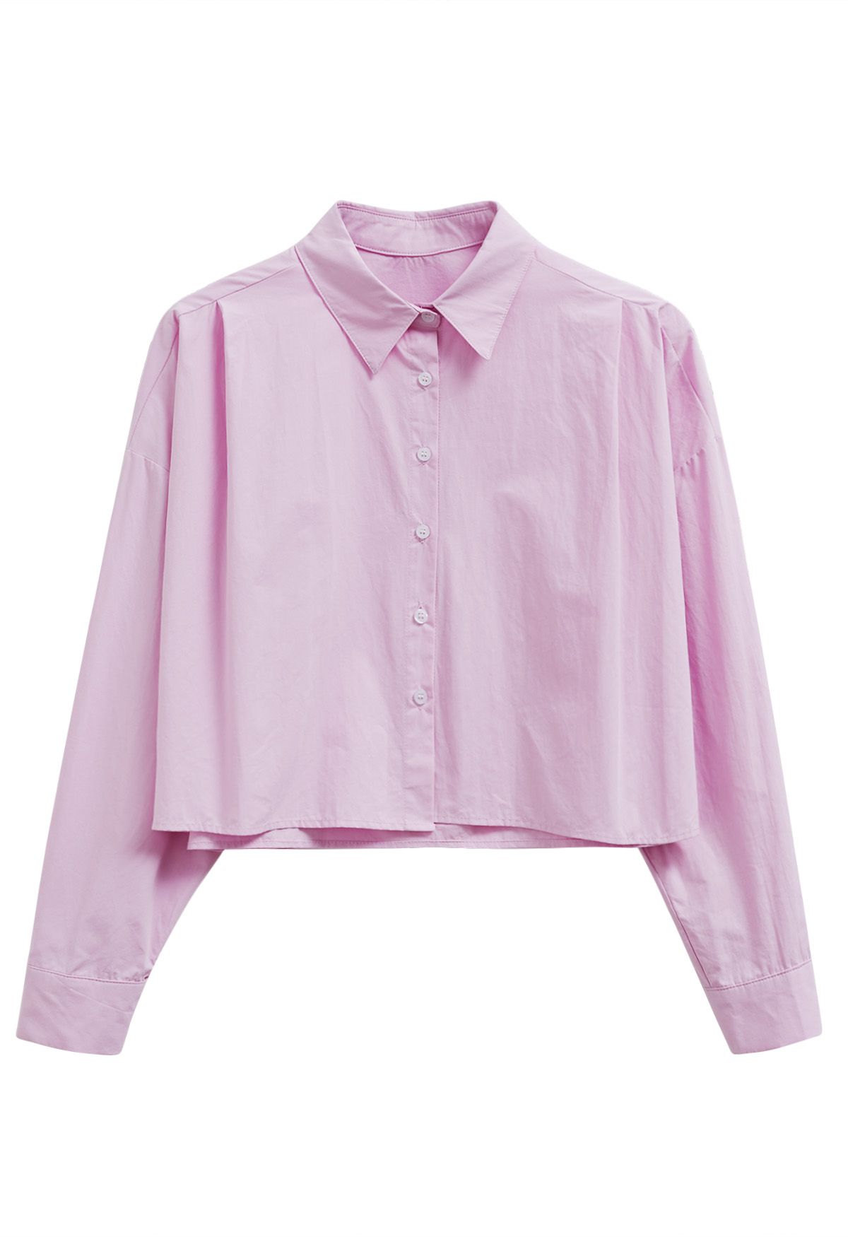 Chic Button Down Crop Shirt in Pink