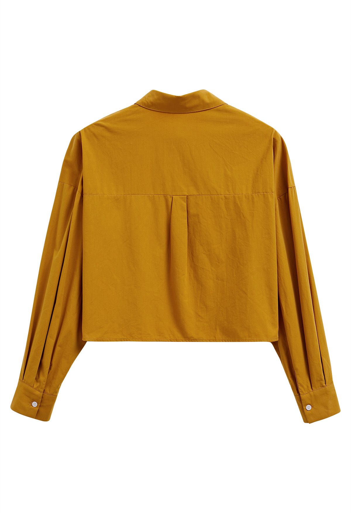 Chic Button Down Crop Shirt in Mustard