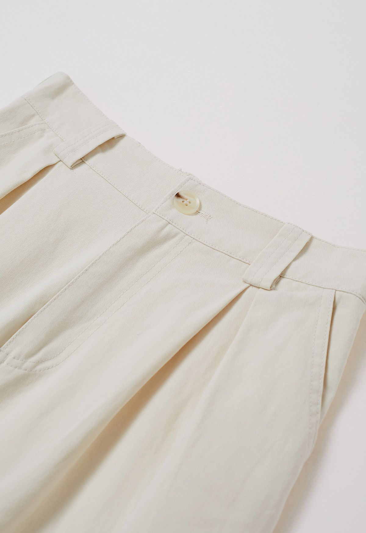Soft Cotton Wide-Leg Pants in Ivory