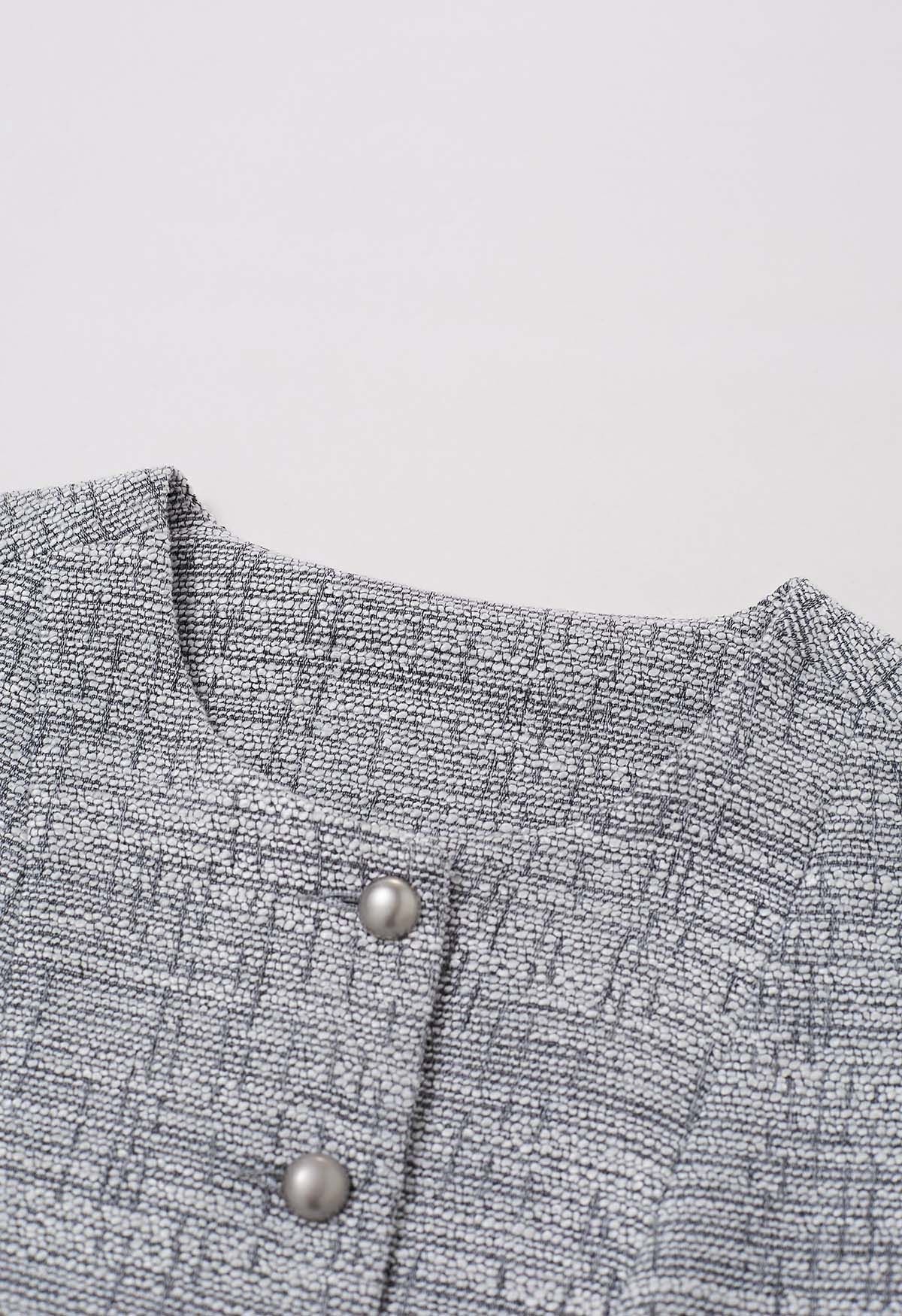 Swanky Button Down Tweed Vest in Grey