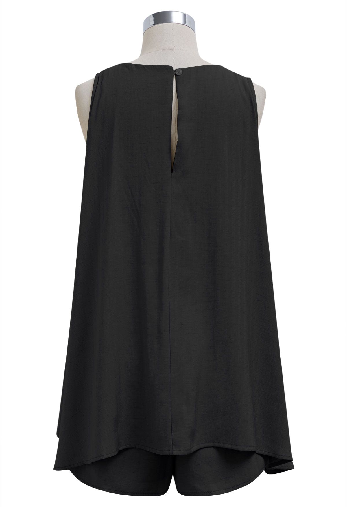 Pleats Sleeveless Top and Shorts Set in Black
