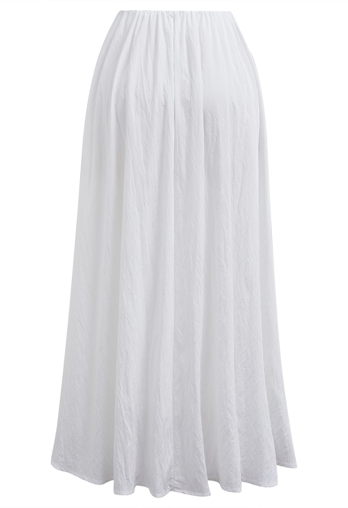 Graceful Breeze Elastic Waist Maxi Skirt in White