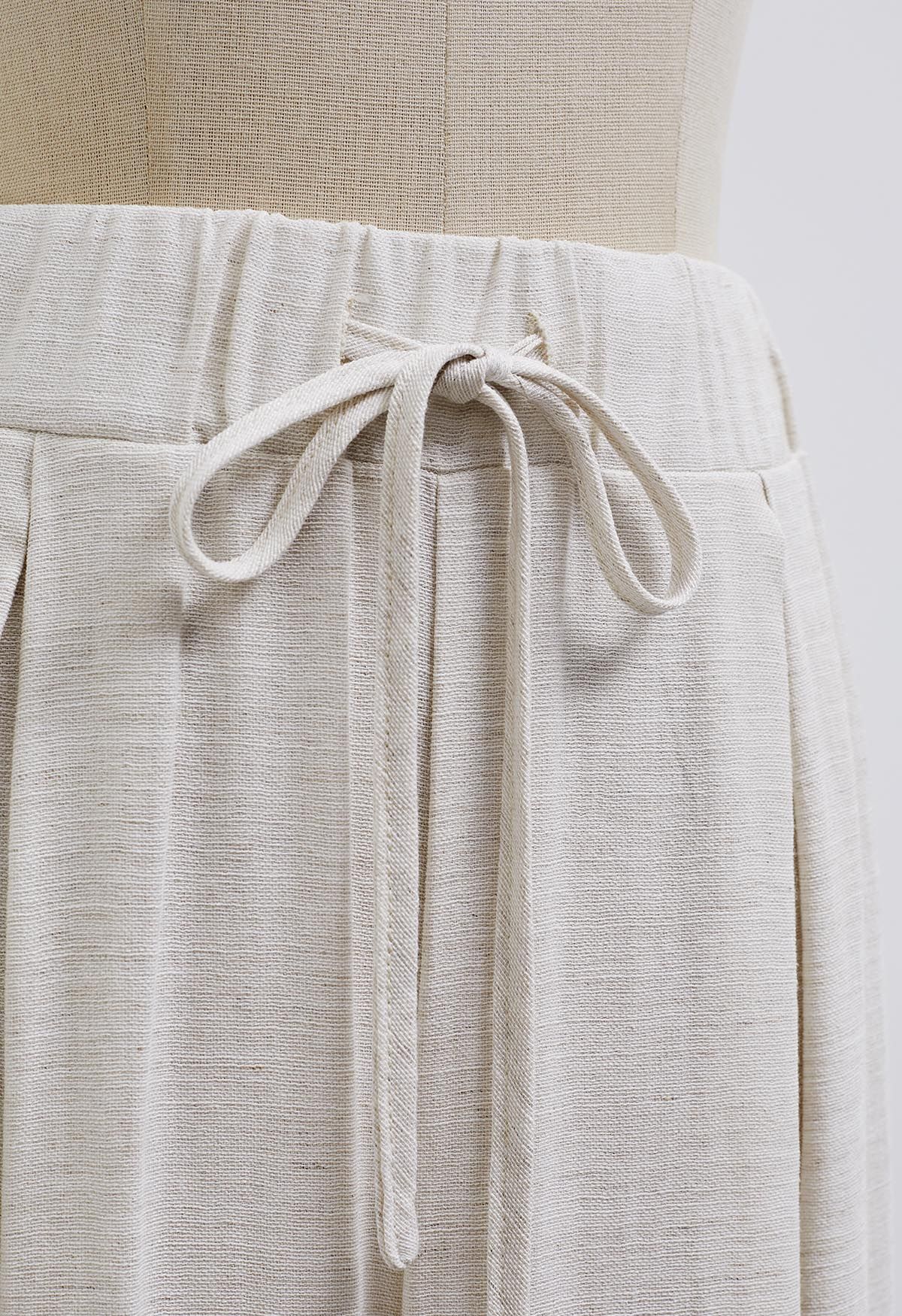 Casual Season Pleated Linen-Blend Pants in Linen