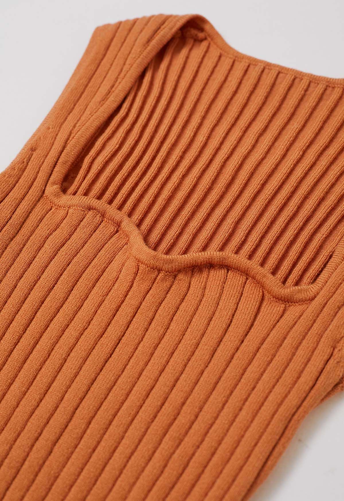 Flattering Fit Ribbed Tank Top in Orange