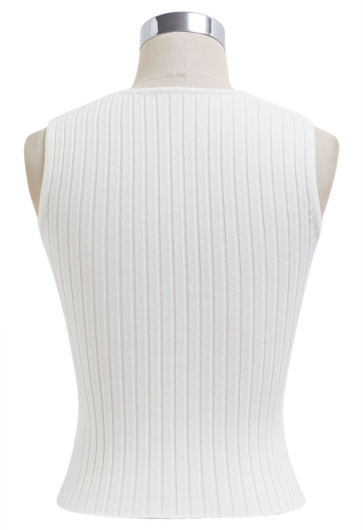 Flattering Fit Ribbed Tank Top in White