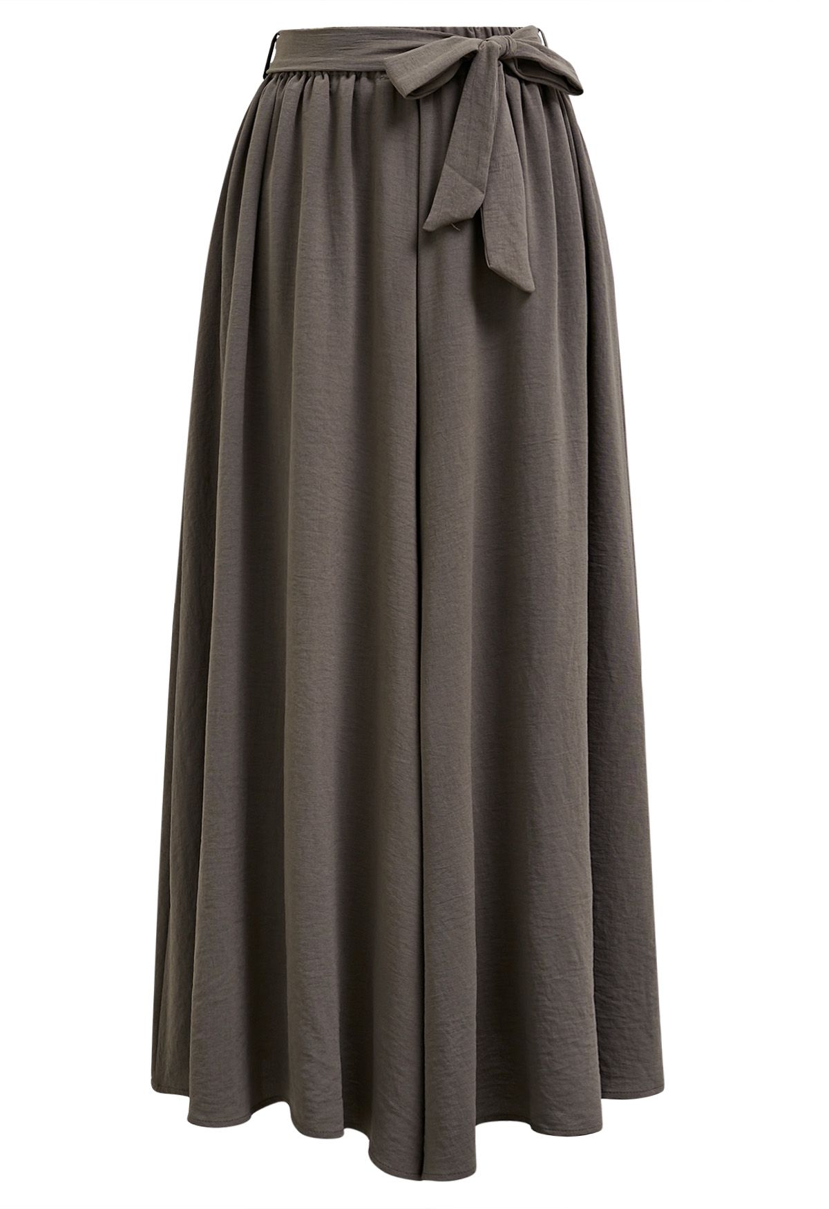 Breezy Tie Waist Asymmetric Crop Pants in Brown