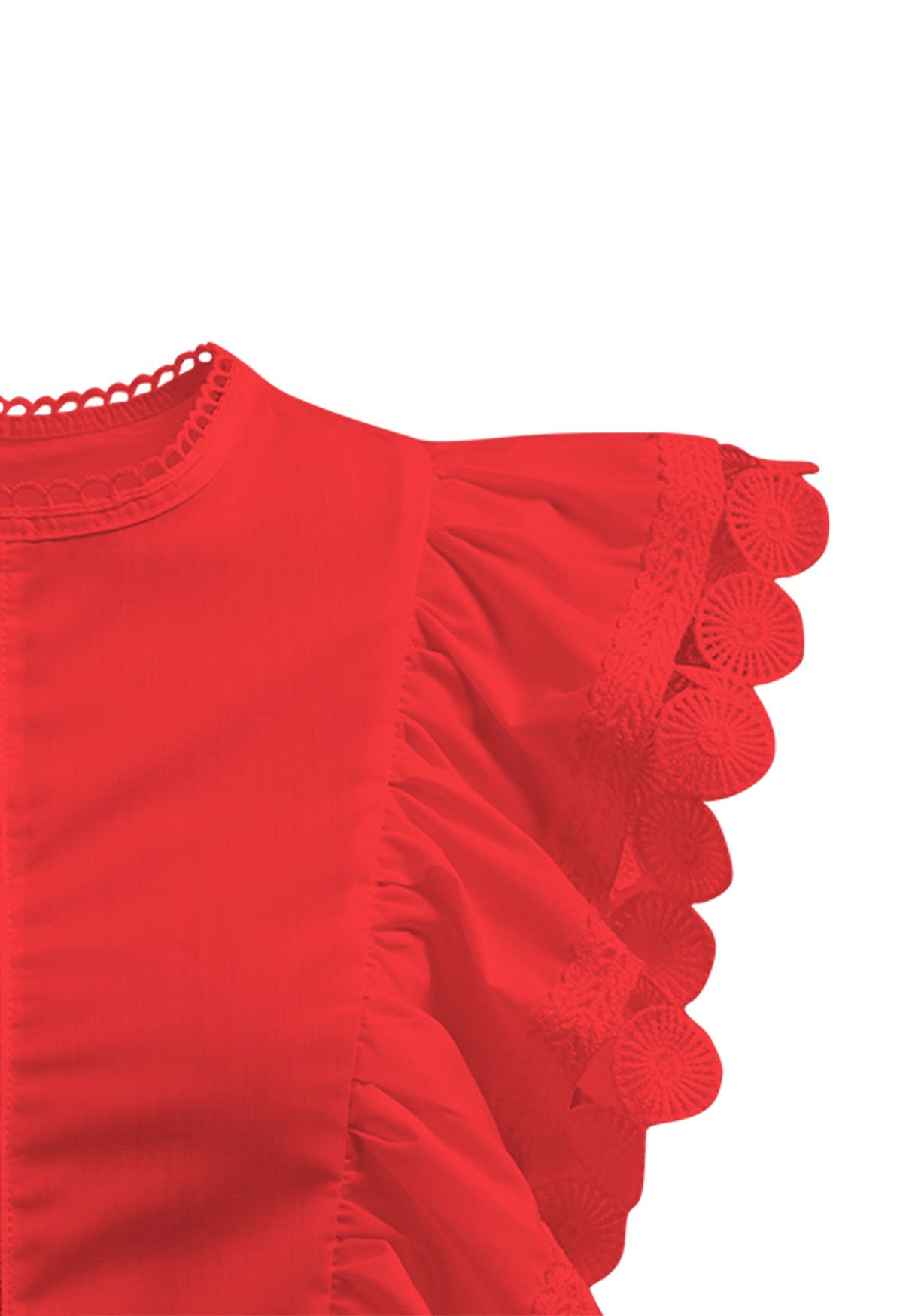 Crochet Trim Sleeveless Cotton Top in Red