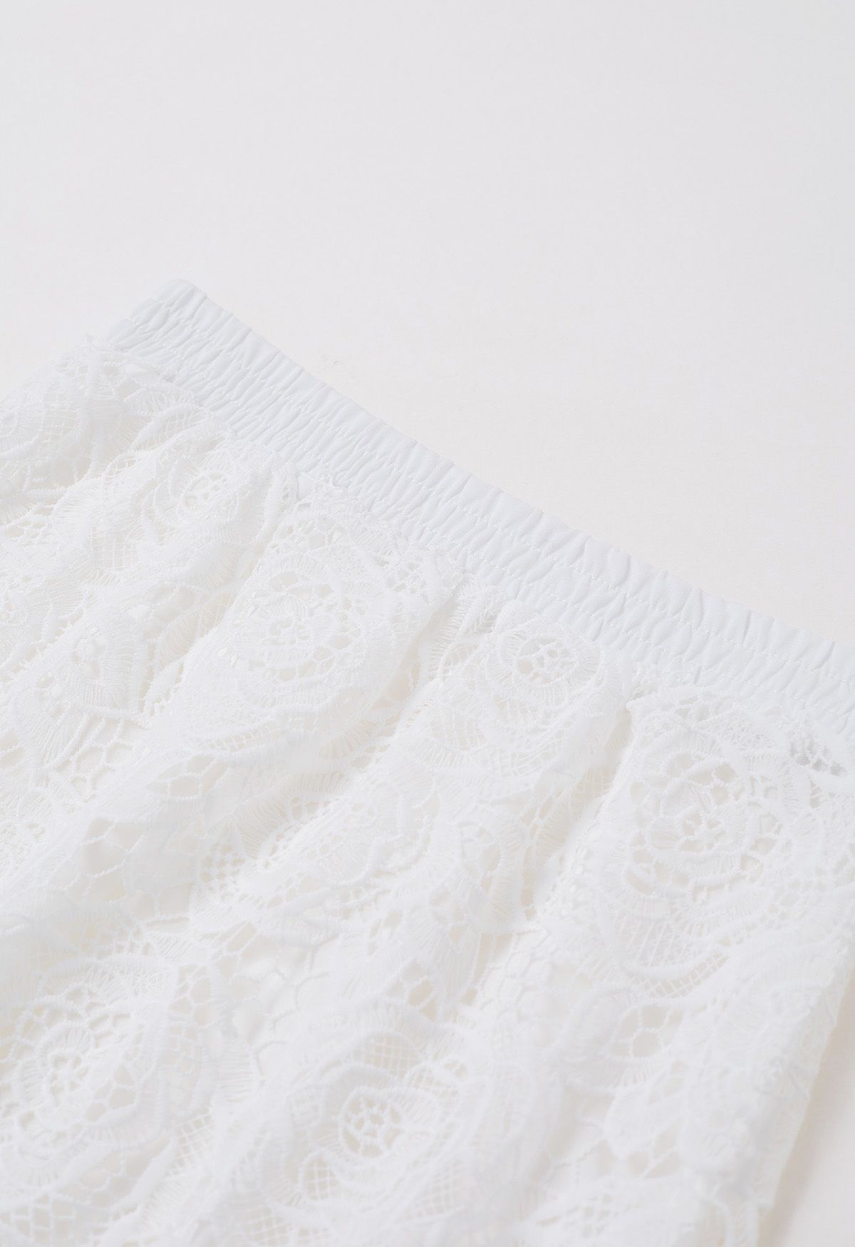 Exquisite Rose Cutwork Lace Maxi Skirt in White