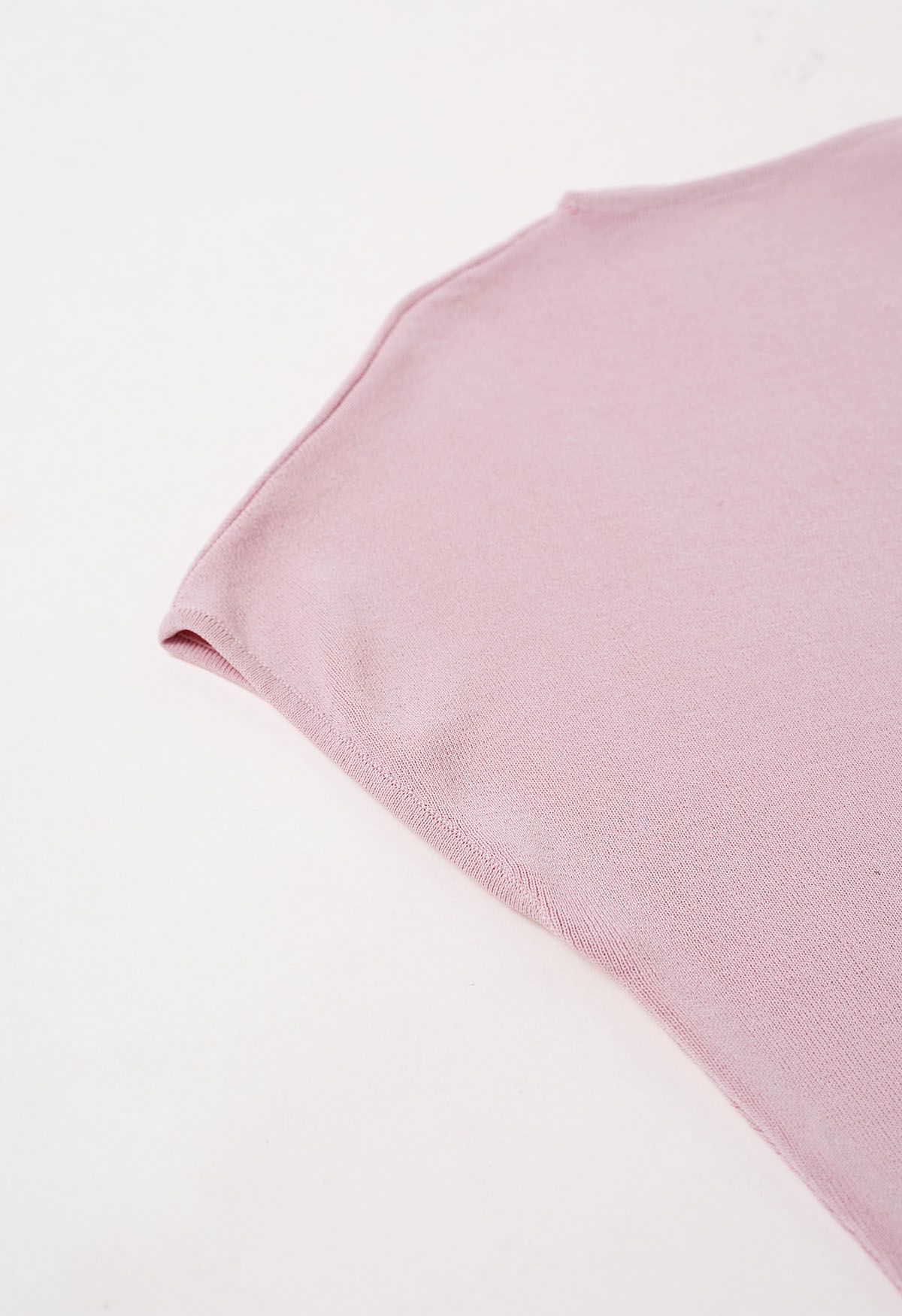 Asymmetric Folded Collar Knit Top in Pink