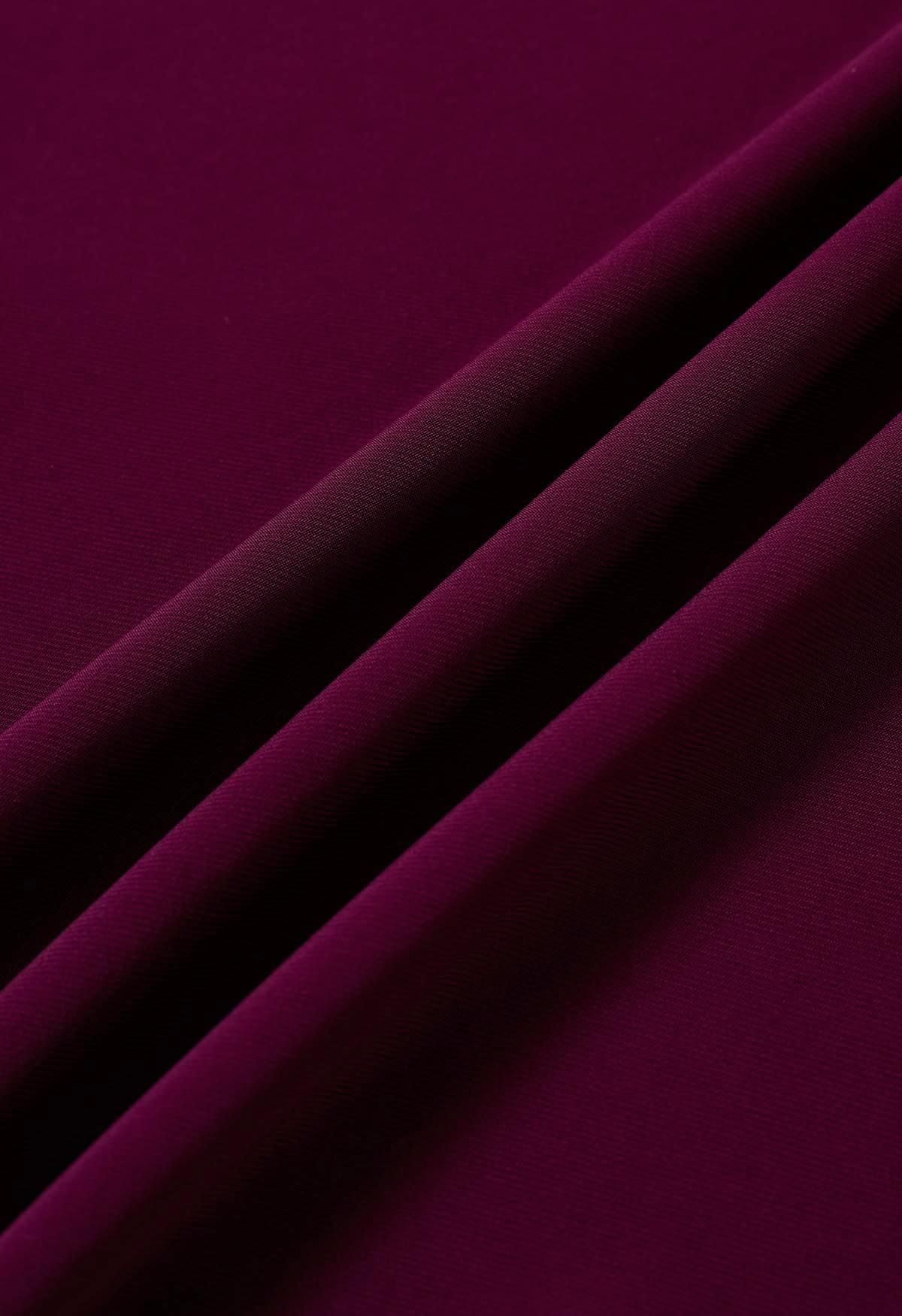 Sleeky Elastic Waist Maxi Skirt in Plum