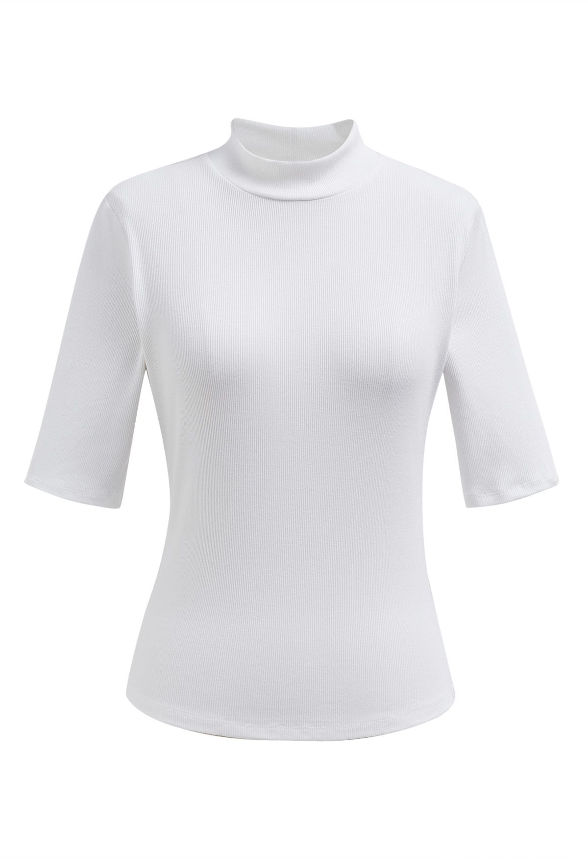 Sophisticated Elbow Sleeve Top in White