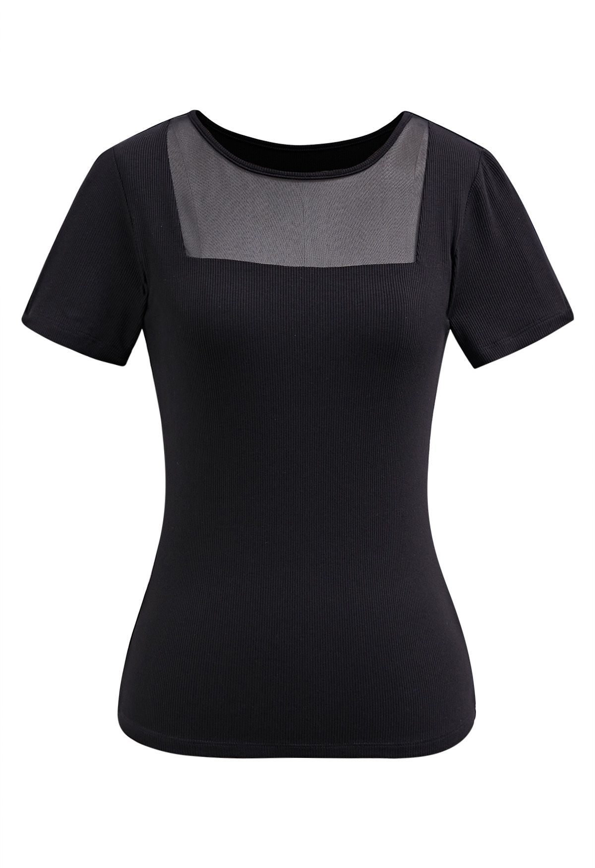 Short Sleeve Mesh Spliced Top