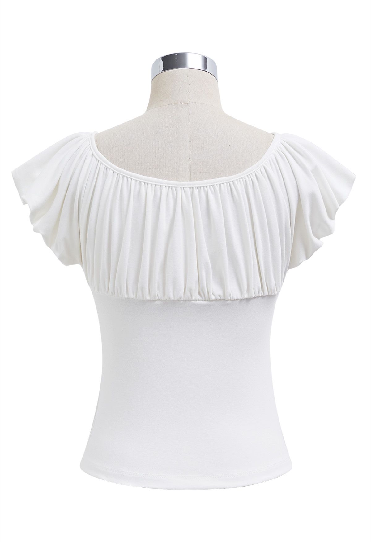 Ruched Detail Cotton Crop Top in White