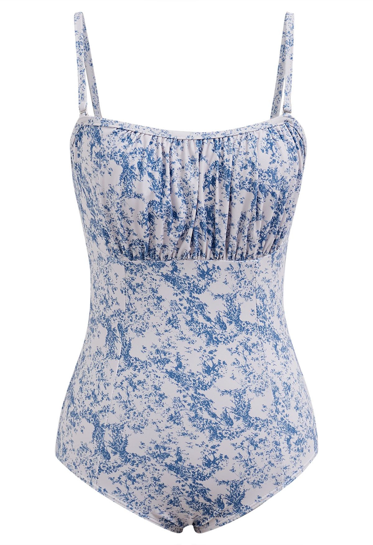 Blue Plant Printed One-Piece Swimsuit