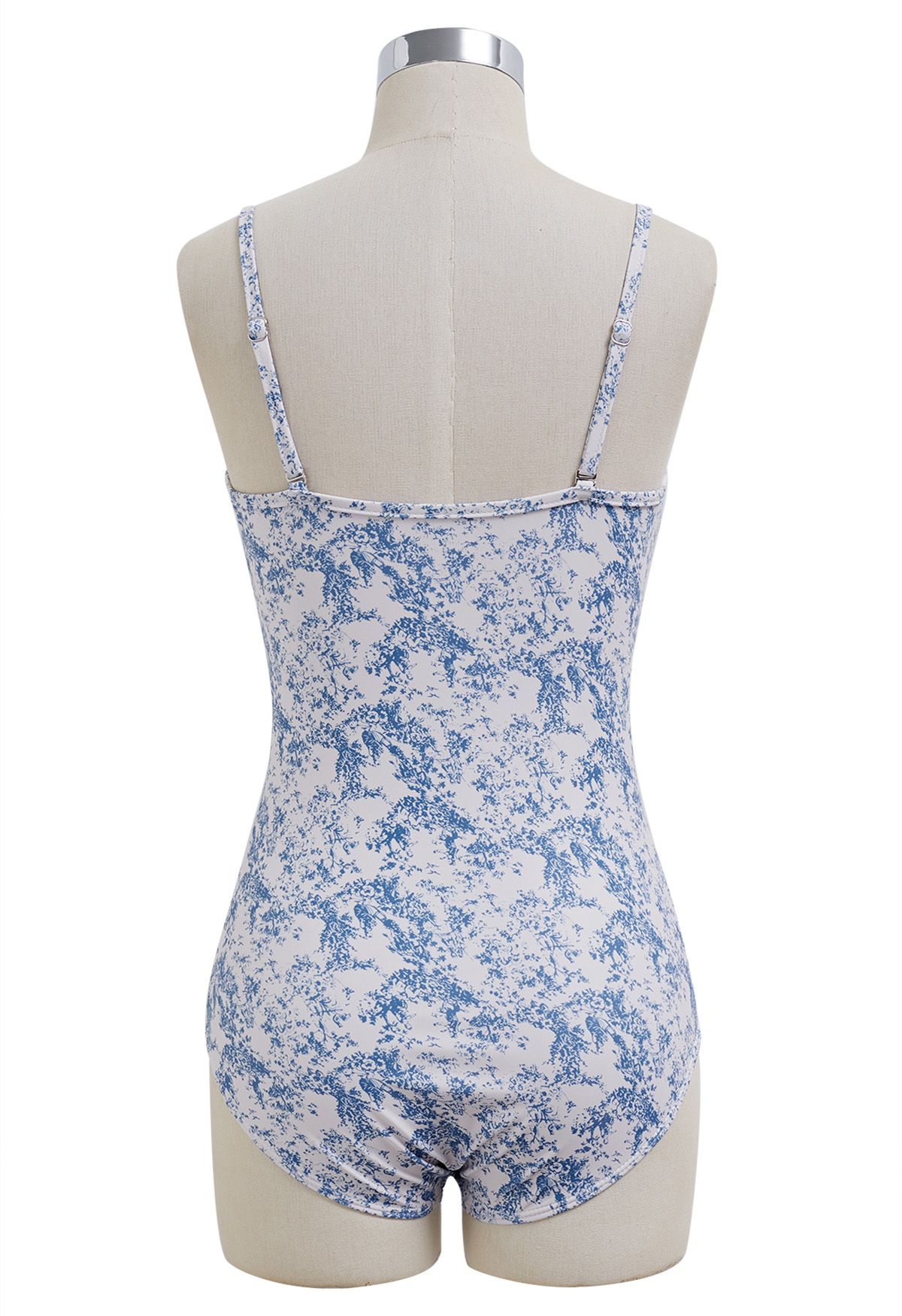 Blue Plant Printed One-Piece Swimsuit