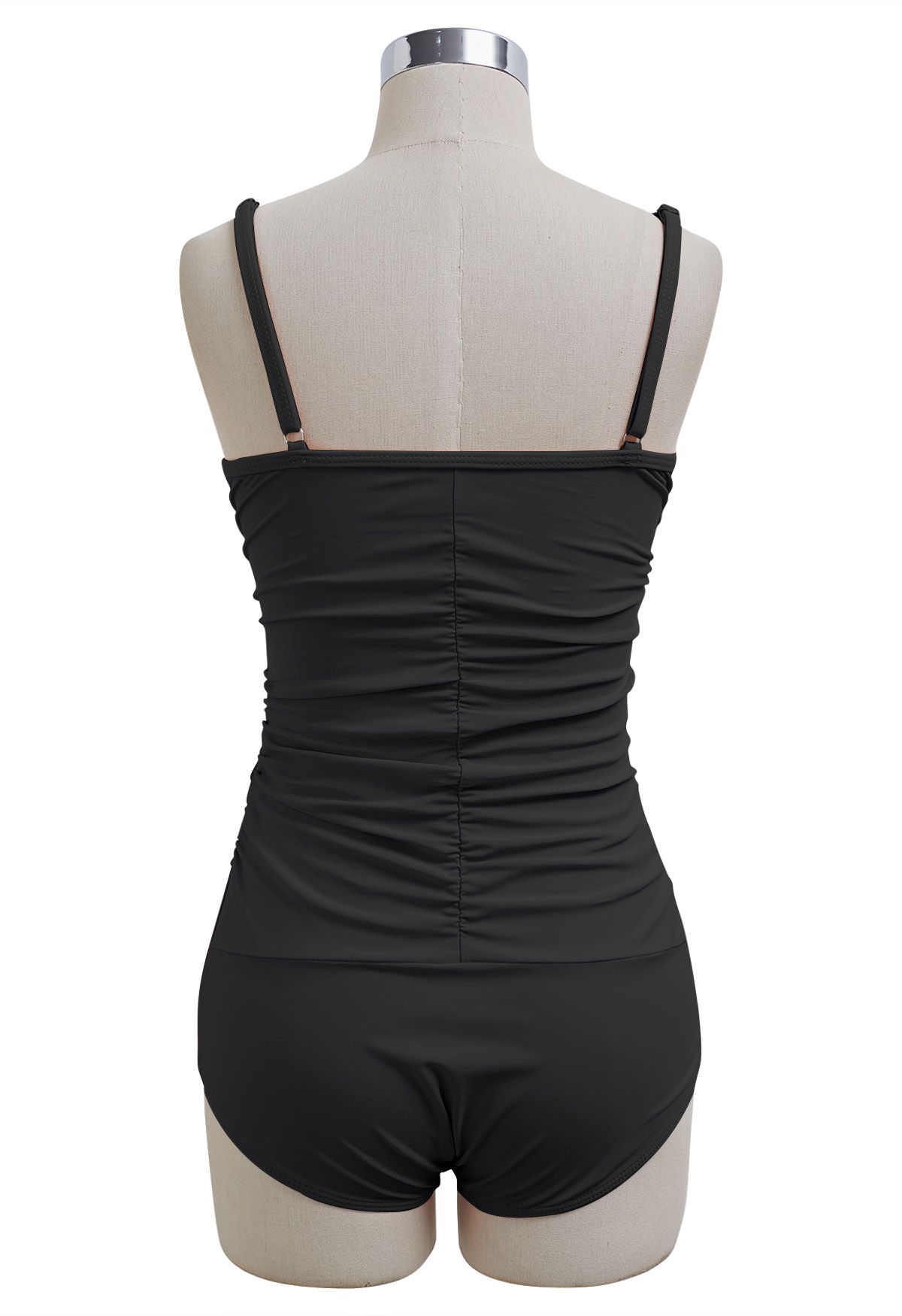 Crisscross Front Ruched One-Piece Swimsuit in Black