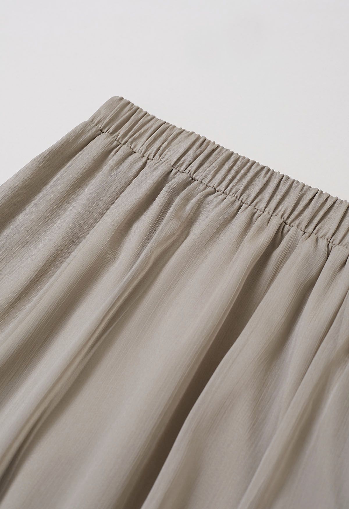 Swirling Ruffle Trim Maxi Skirt in Taupe