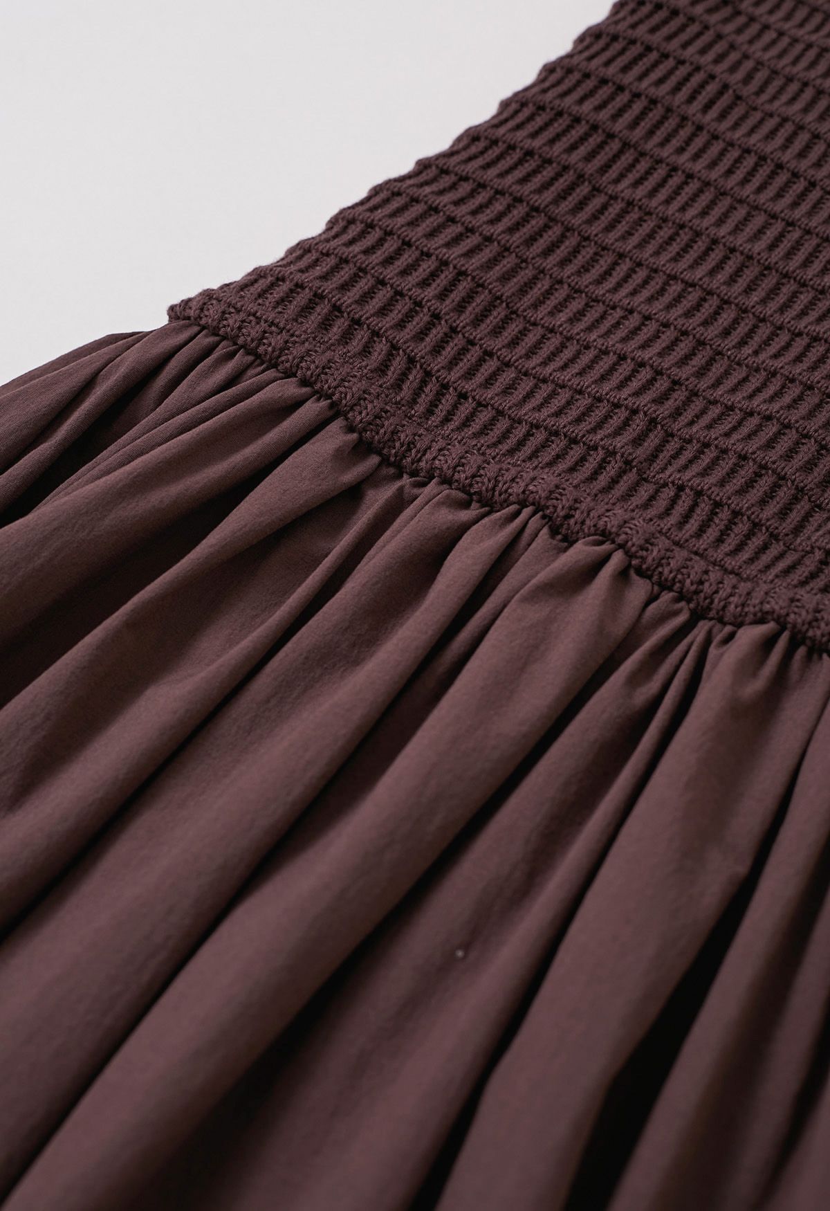 Lace-Up Back Knit Spliced Dress in Brown