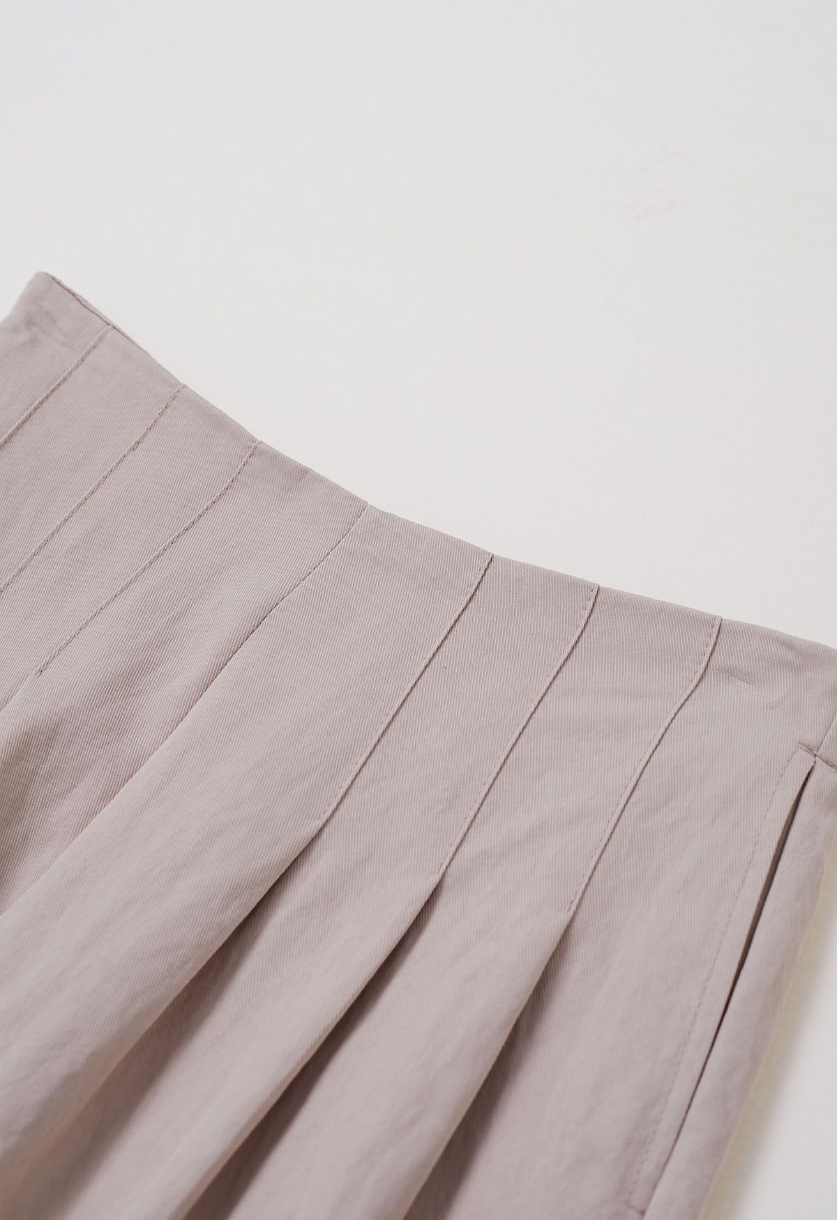 Wide Leg Roll-Hem Pleated Pants in Dusty Pink