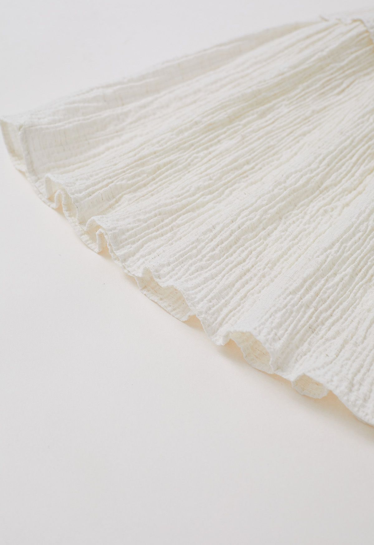 Embossed Texture Drawstring Waist Skater Skirt in Ivory