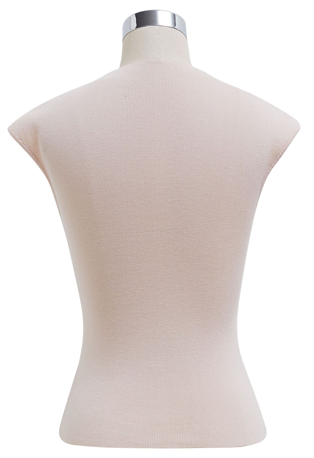 Mock Neck Sleeveless Slim Fit Knit Top in Pink