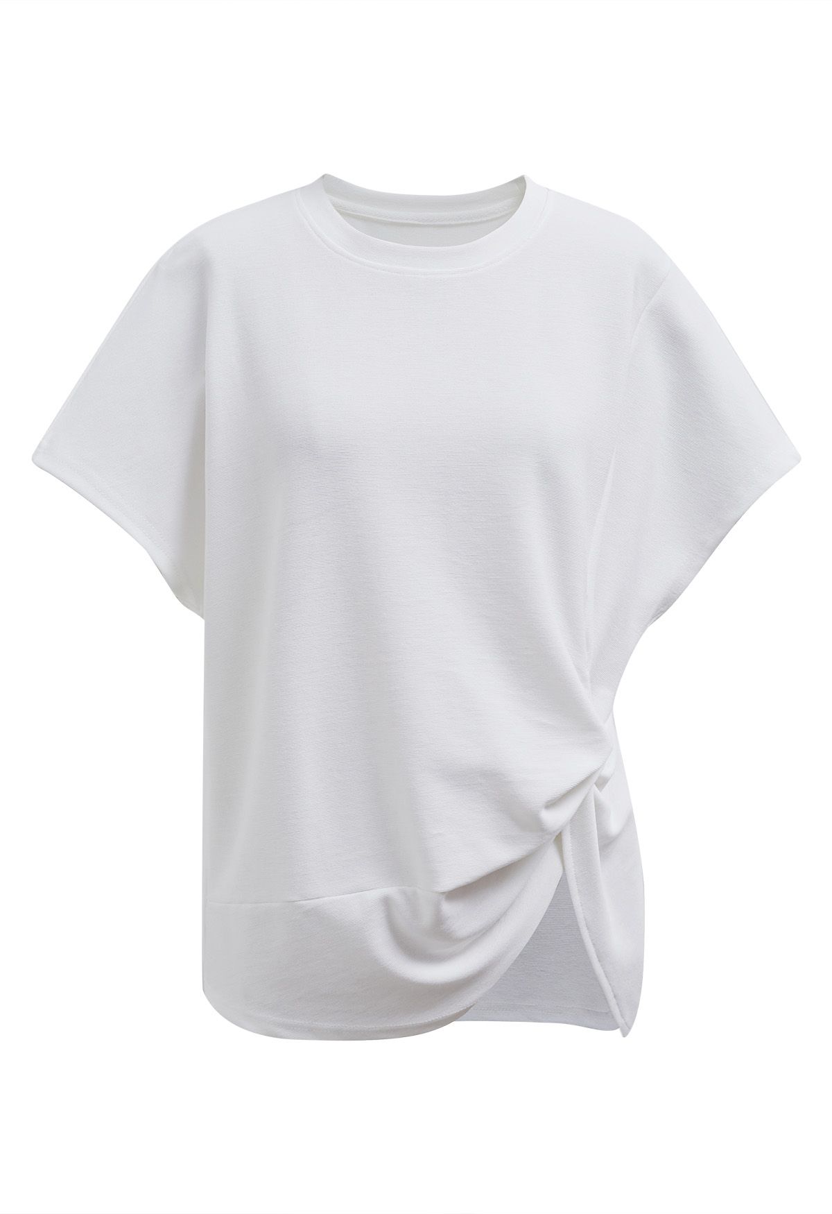 Twist Detail Short-Sleeve T-Shirt in White