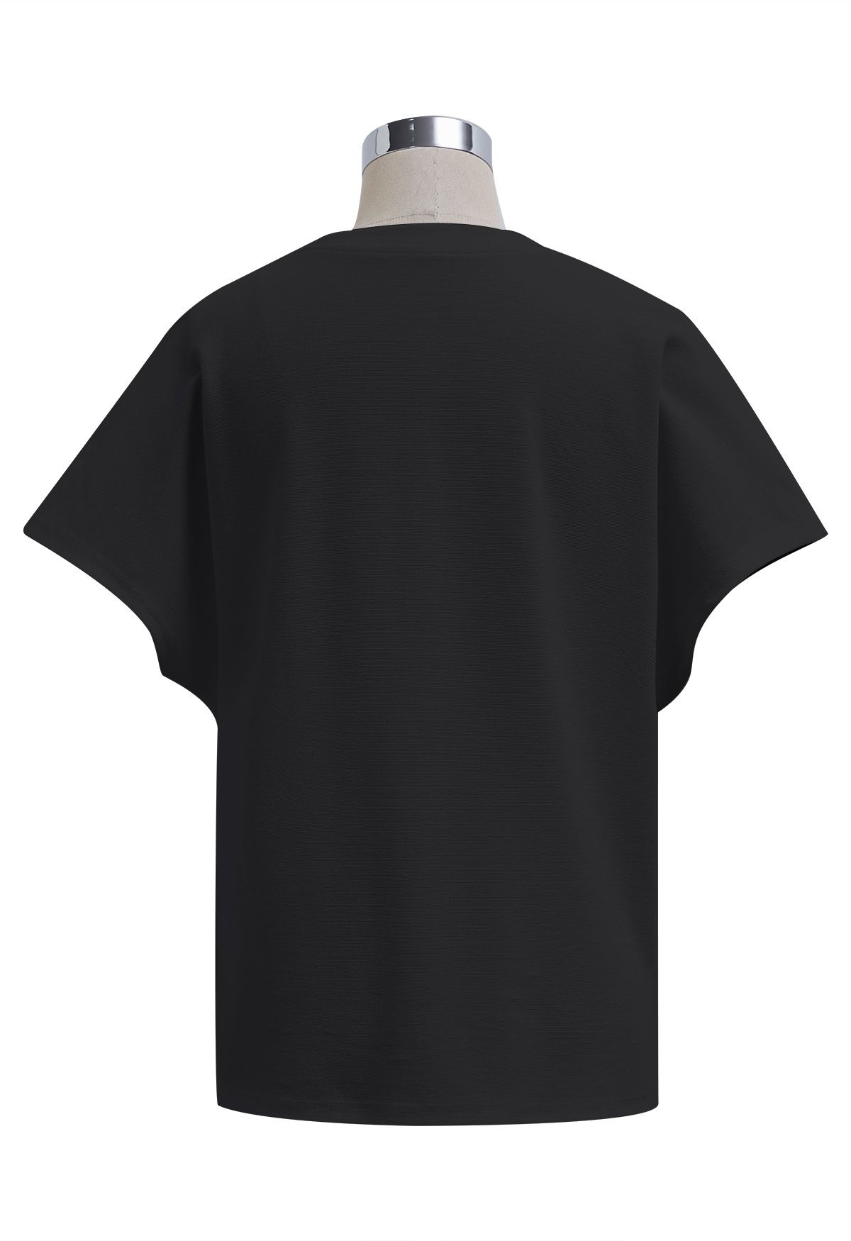 Twist Detail Short-Sleeve T-Shirt in Black