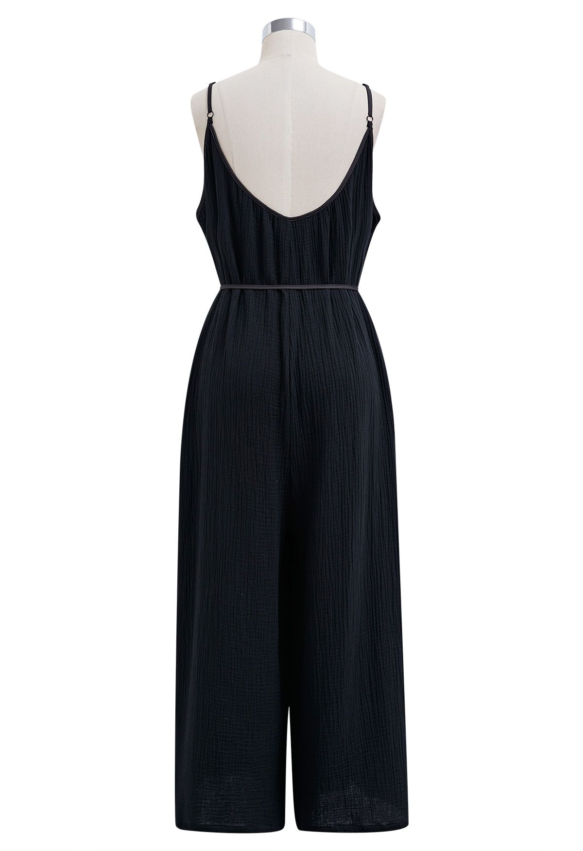 Textured Glam Wide-Leg Cami Jumpsuit