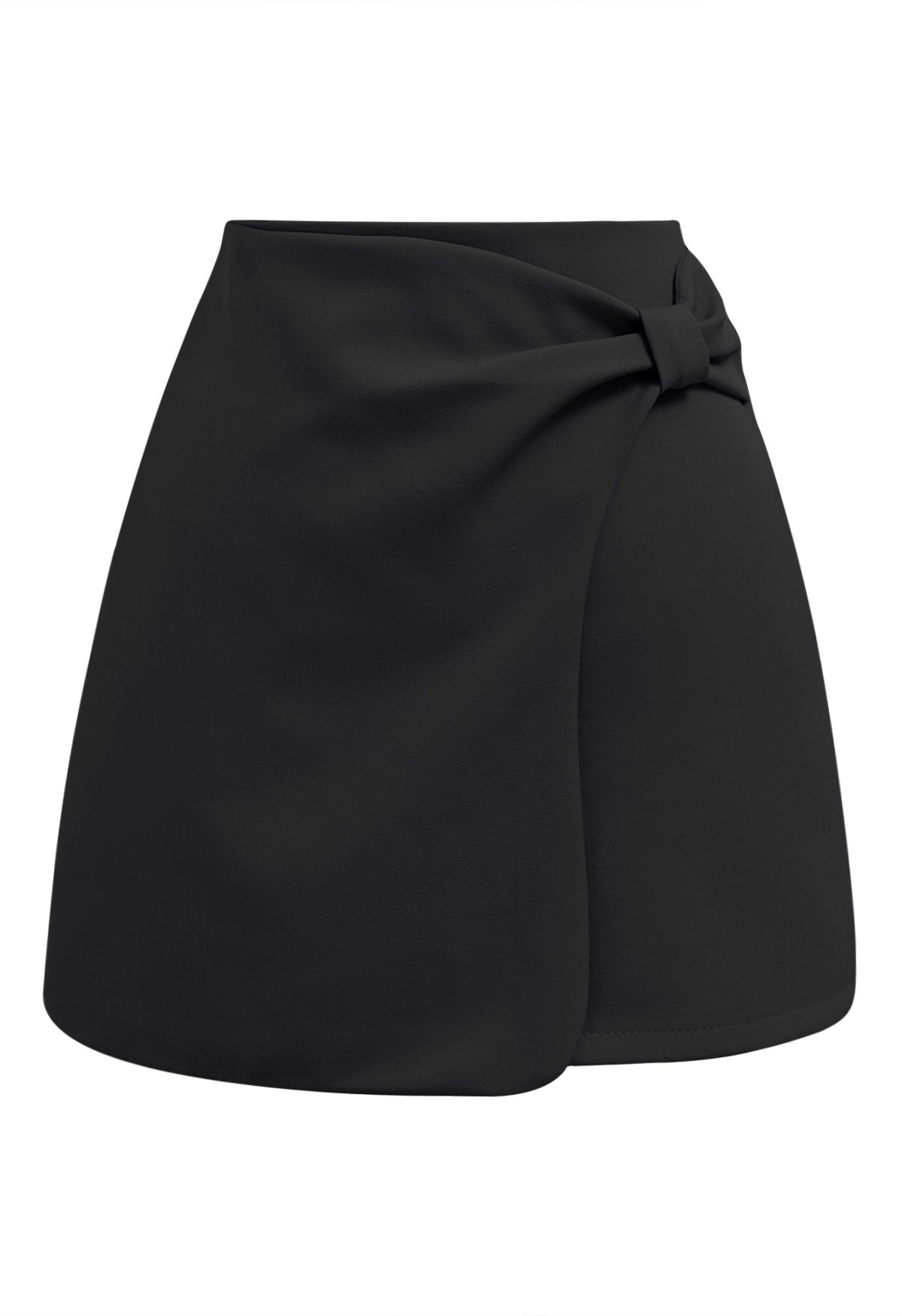 Graceful Bowknot Flap Mini Skirt in Black