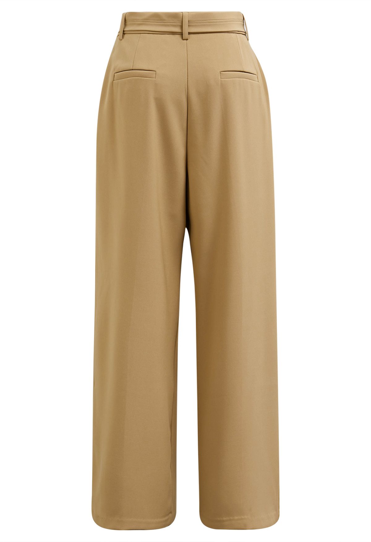 Belted Side Pocket Pleated Pants in Camel