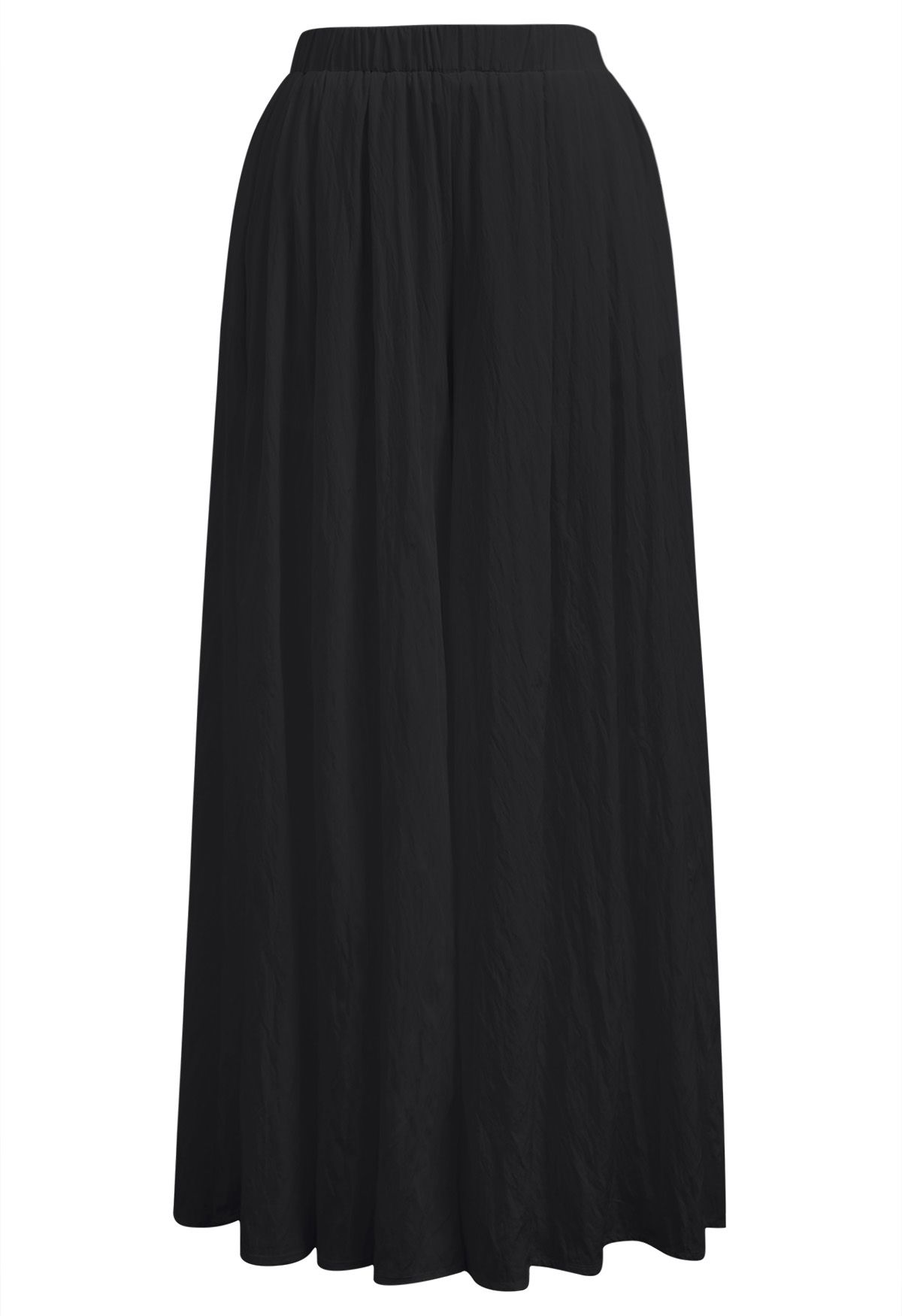 Self-Tie Wrap Top and Wide-Leg Pants Set in Black