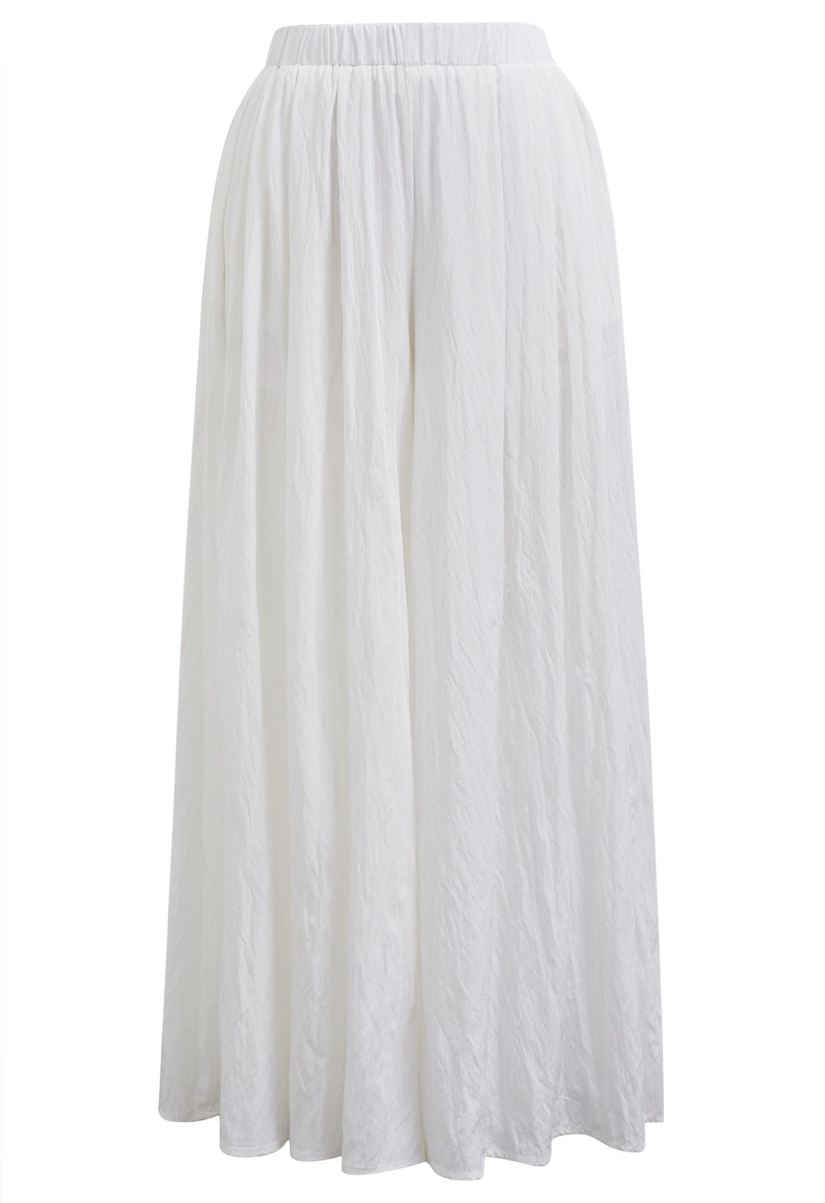 Self-Tie Wrap Top and Wide-Leg Pants Set in White