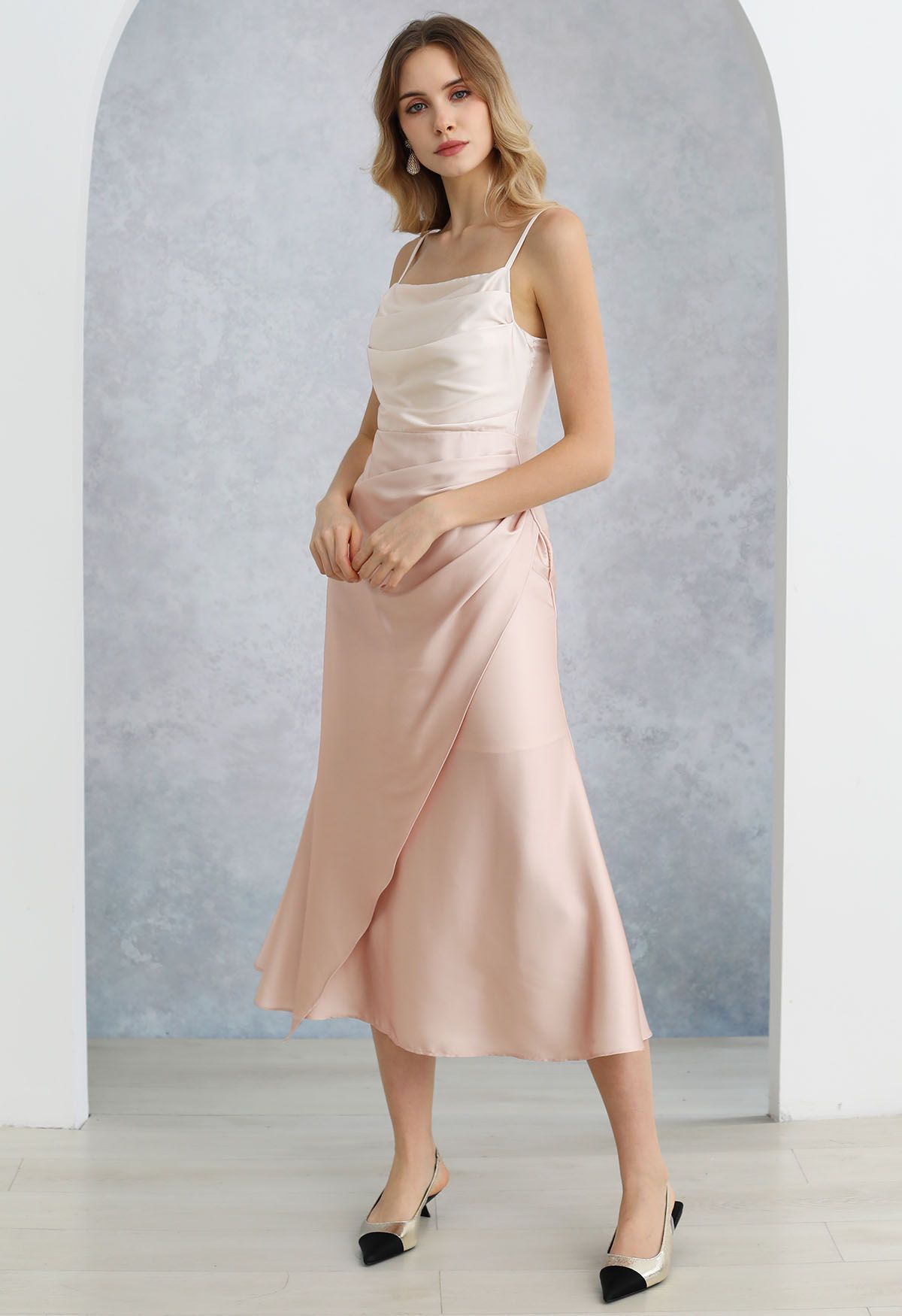 Effortlessly Glam Ombre Satin Cami Dress