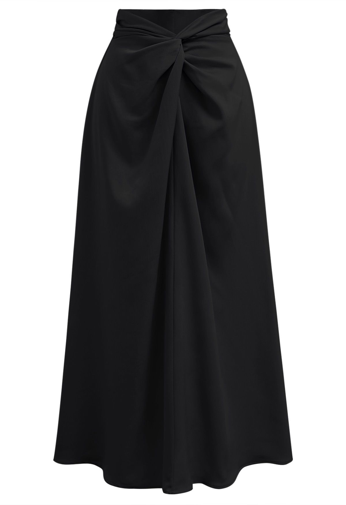 Ruffle Halter Top and Twist Front Maxi Skirt Set in Black