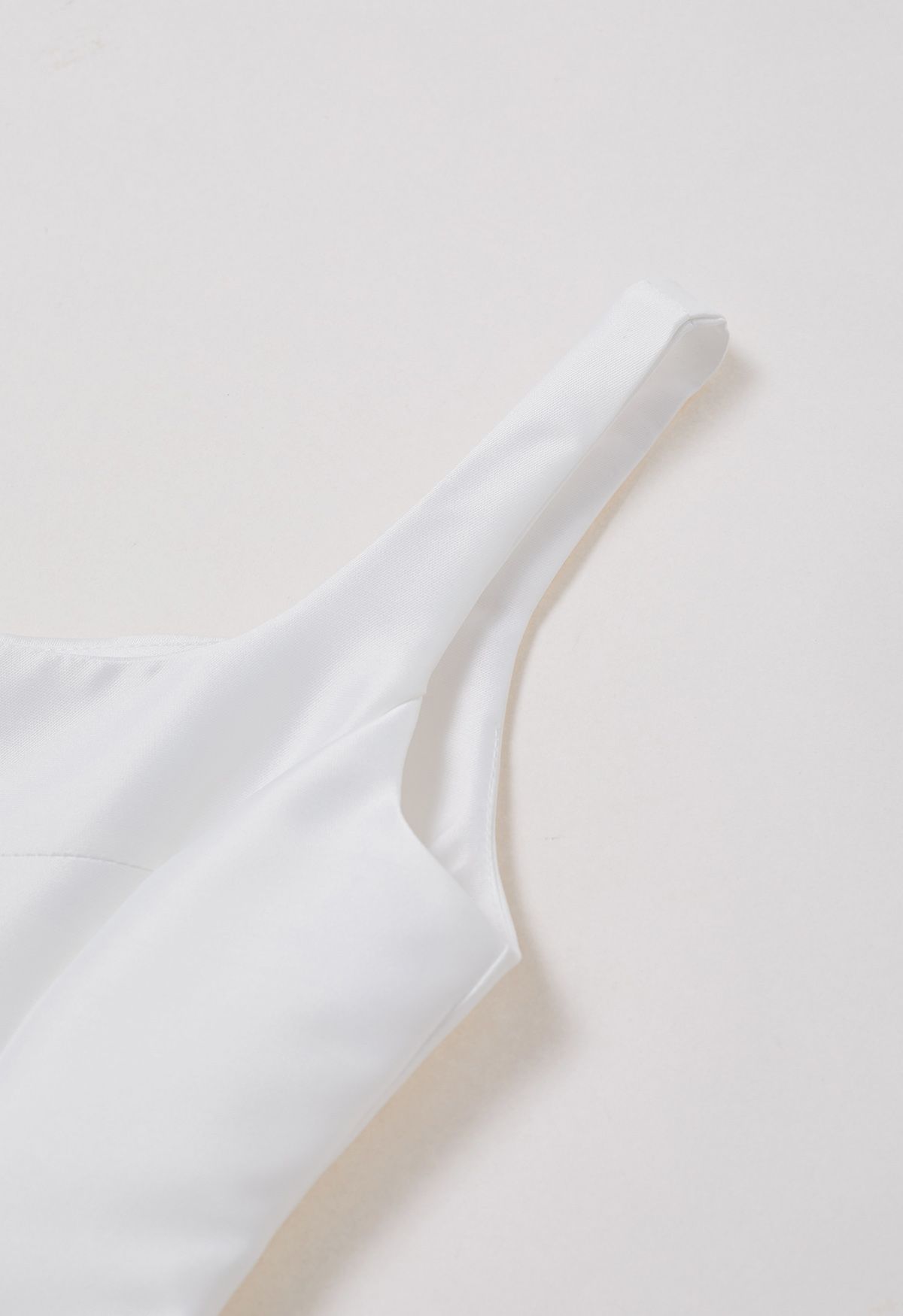 Polished Satin Flared Hem Cami Dress in White