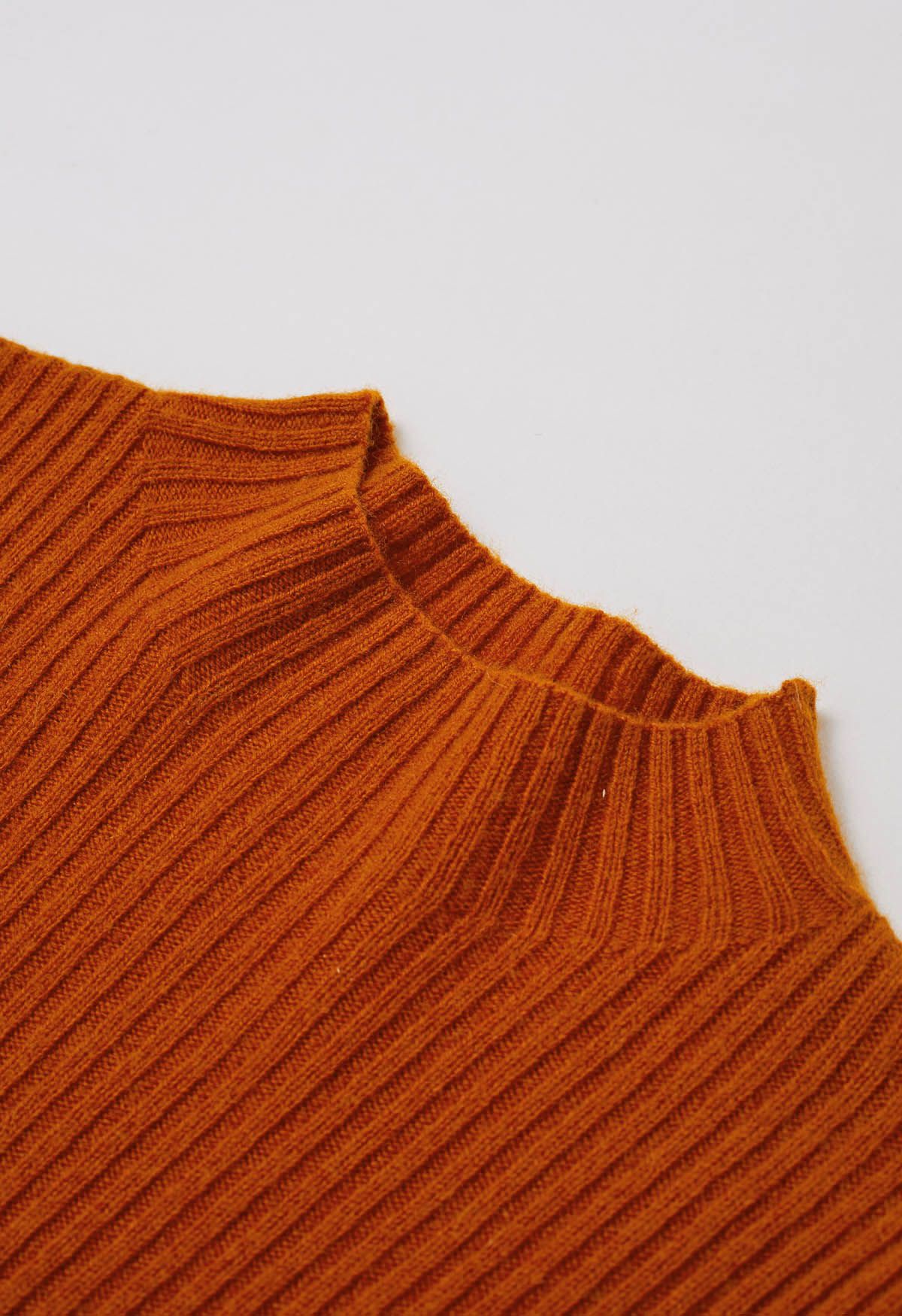 Elemental Mock Neck Long-Sleeve Wool Sweater in Orange