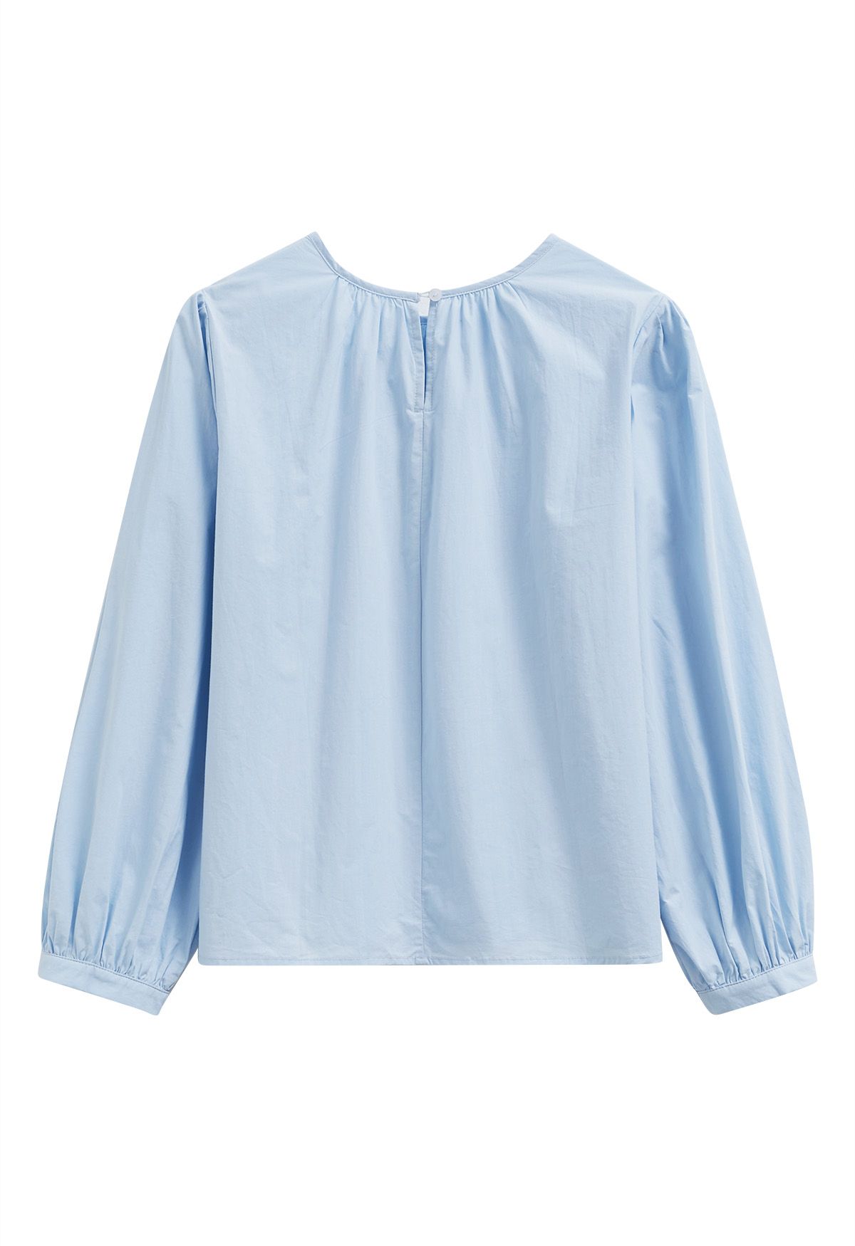 Easygoing Puff Sleeve Cotton Shirt in Sky Blue