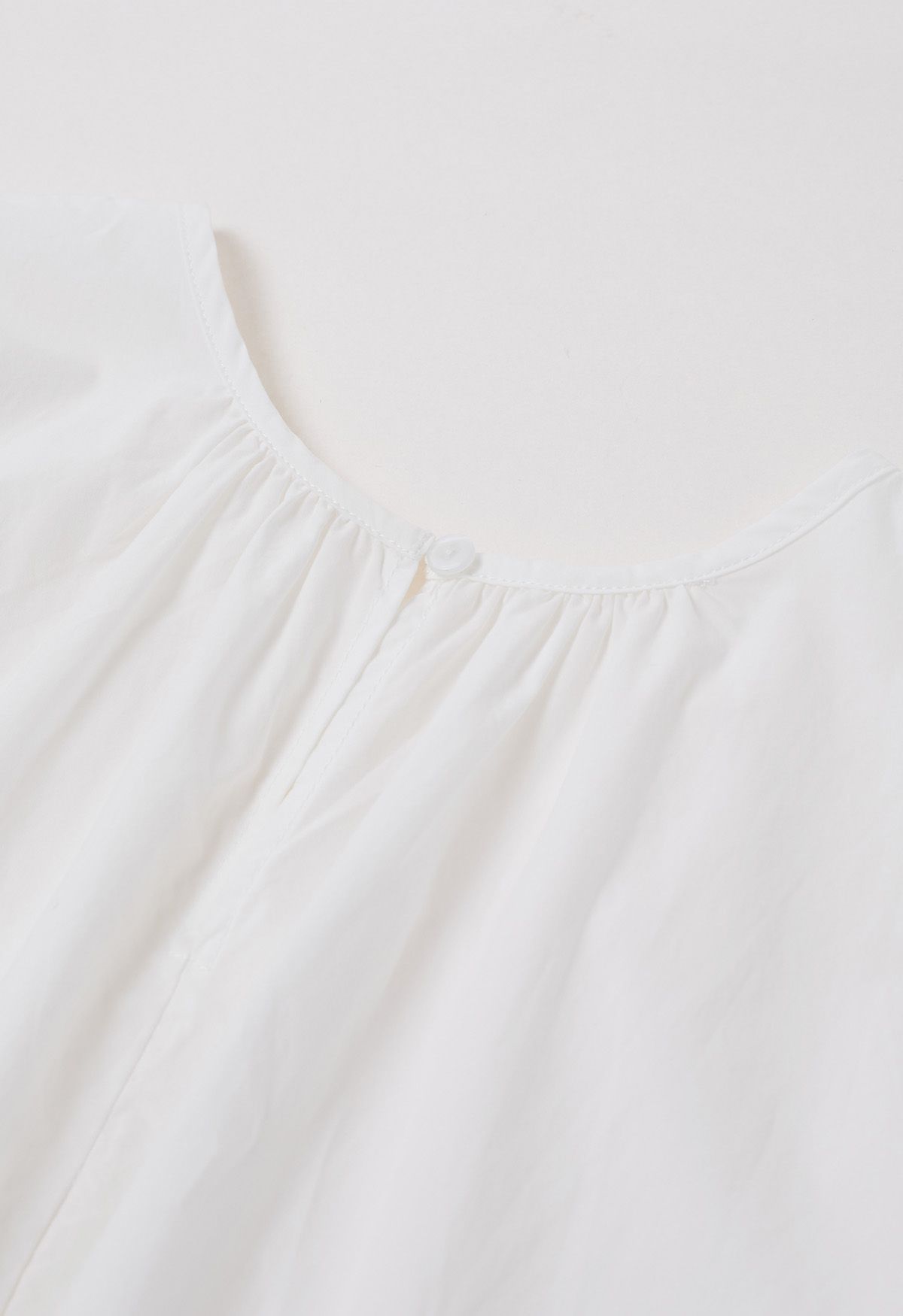 Easygoing Puff Sleeve Cotton Shirt in White