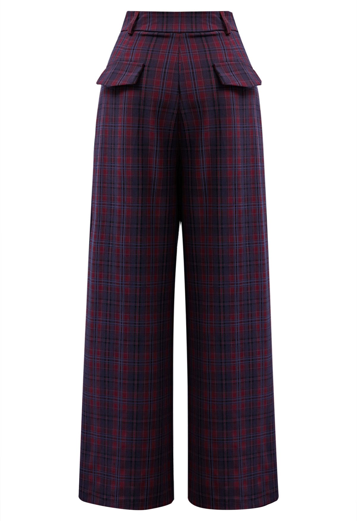 Throwback Plaid Wide-Leg Pants in Plum