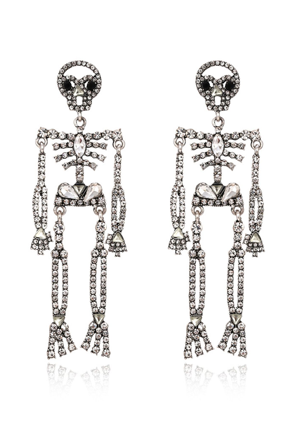 Full Rhinestone Embellished Skeleton Earrings