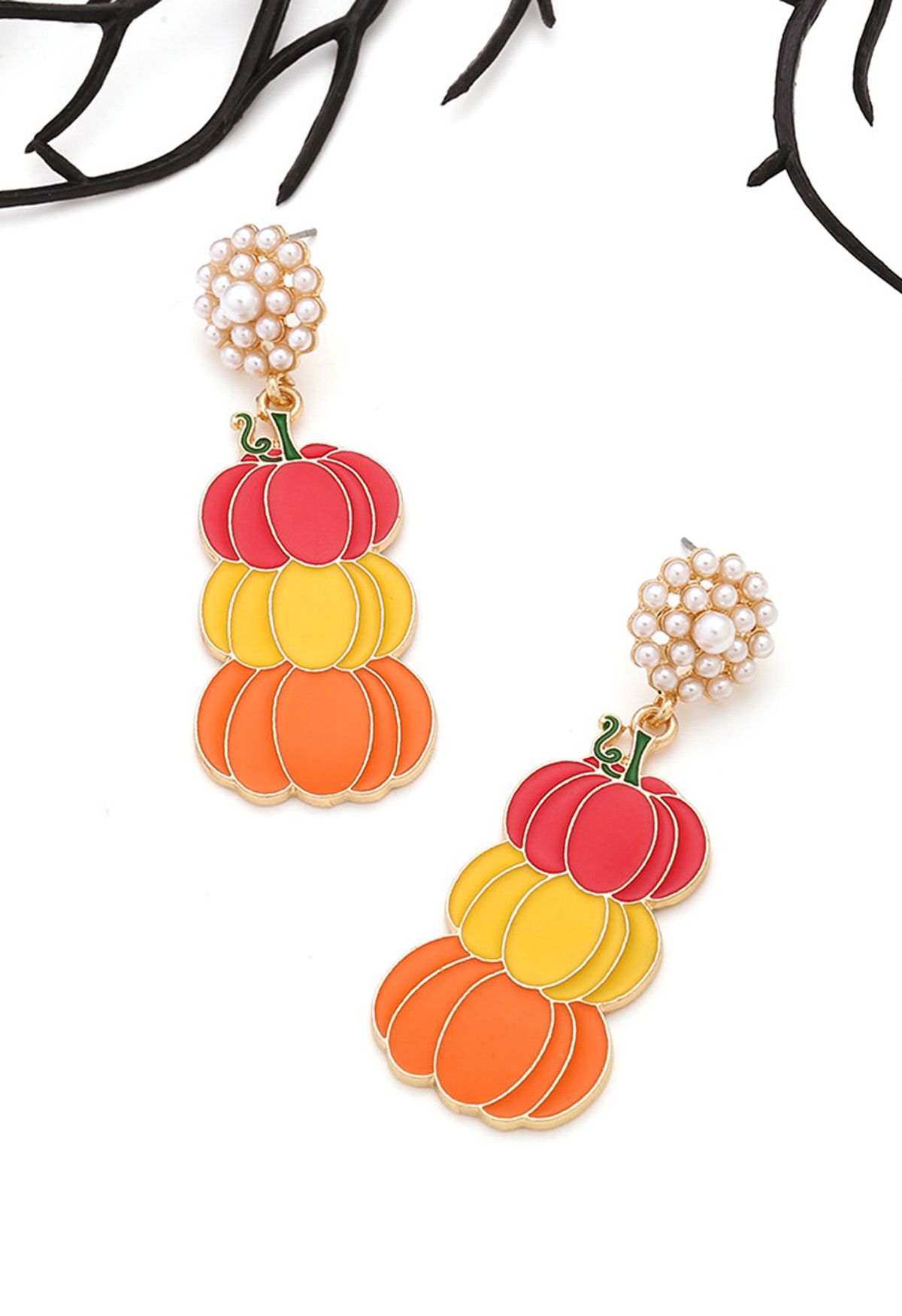 Multi-Color Pumpkin Pearly Earrings