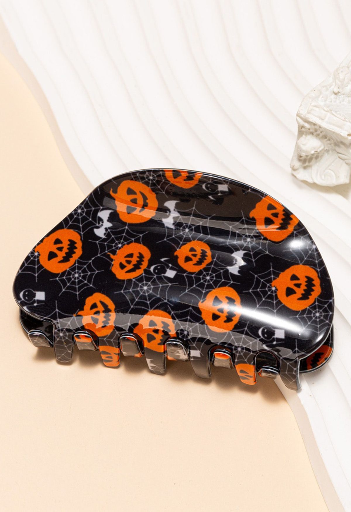 Spooky Pumpkin Acrylic Hair Claw