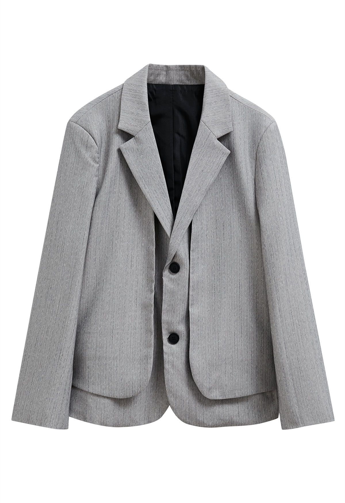 Fake Two-Piece Button Down Blazer in Grey