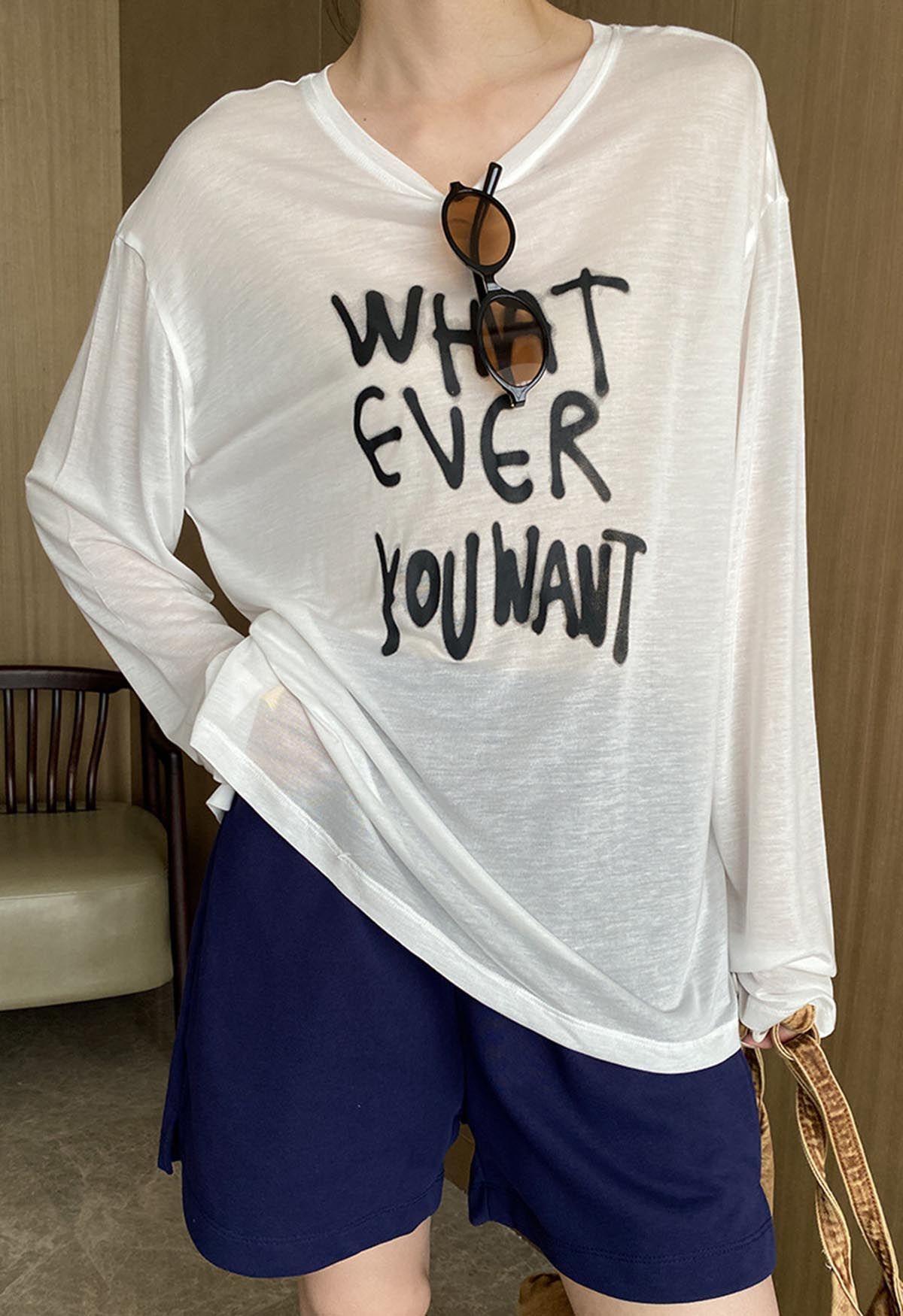 Whatever You Want Slogan T-Shirt in White