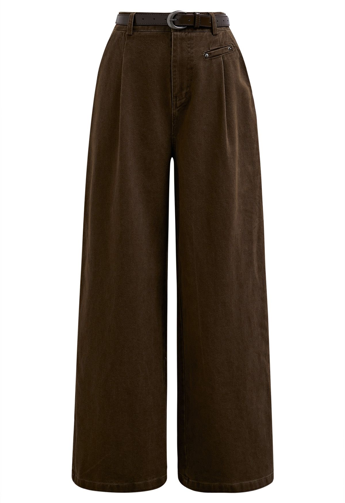 Sleek Pocket Detail Straight-Leg Jeans in Brown