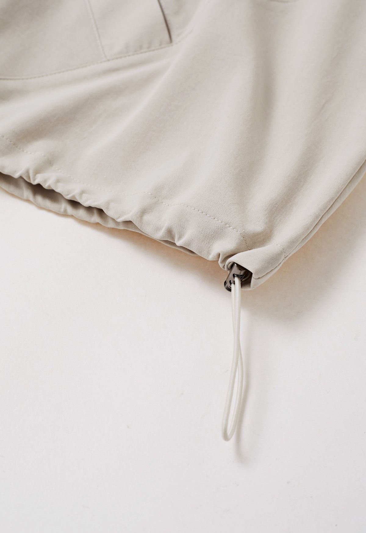 Laid-Back Side Pocket Drawstring Parka in Ivory